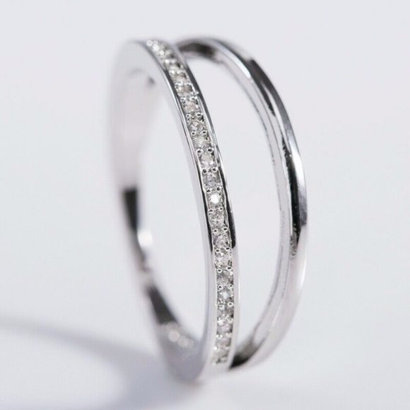 Creation 925 Silver Cubic Zircon Wedding Ring New